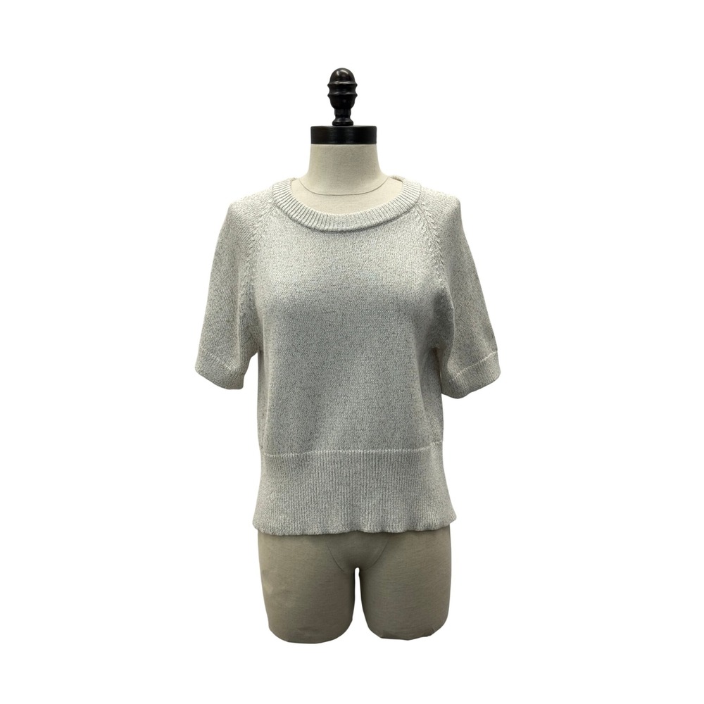 Judith & Charles Sweater Women Large Grey Excellent Cotton Short Sleeve Knit‎